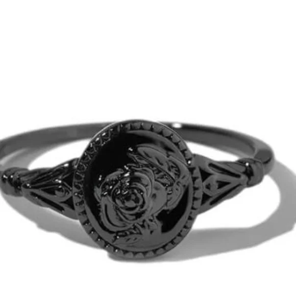 Black Rose Signet Ring